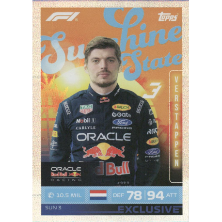 Find and Buy Cards Max Verstappen Sunshine State Turbo Attax F1 2026