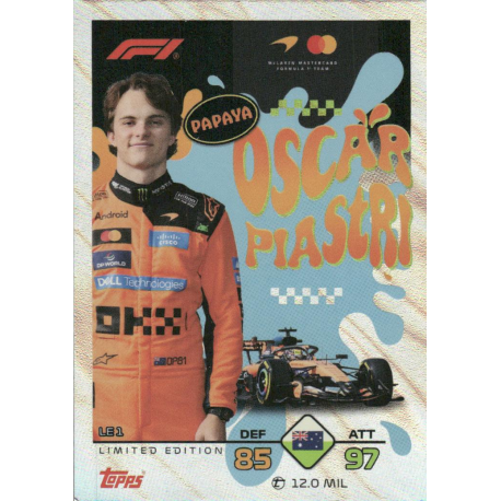 Consigue ahora Oscar Piastri Limited Edition Cartas F1 Turbo Attax 2026