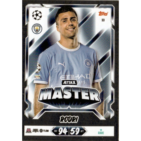 Get yours Rodri Attax Master Topps UEFA Match Attax 2026-27