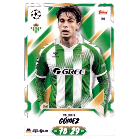 Colecciona Valentín Gómez Real Betis Topps UEFA Match Attax 2026-27