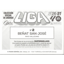 Completa tu álbum Beñat San José Rayo Vallecano Cromos LaLiga 2026-27 Panini