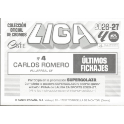 Buy Individual Stickers Carlos Romero Últimos Fichajes Panini Liga Este 2026-27 Individual Stickers