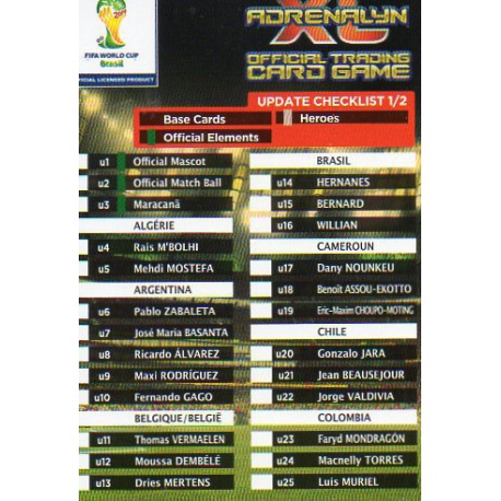 Update Check List 1/2 Adrenalyn XL Brasil 2014 Update Edition