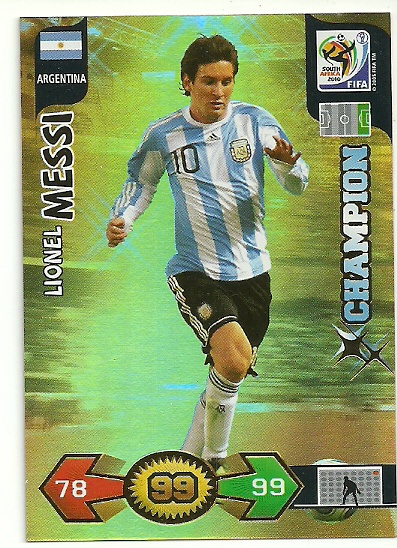 Carte Lionel Messi Topps Match Attax 2010 - Argentine 100 Club - Afrique Du Sud