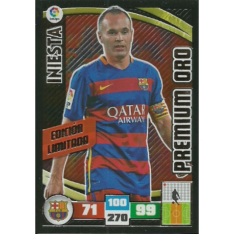 Iniesta Premium Oro Edición Limitada Adrenalyn XL La Liga 2015-16