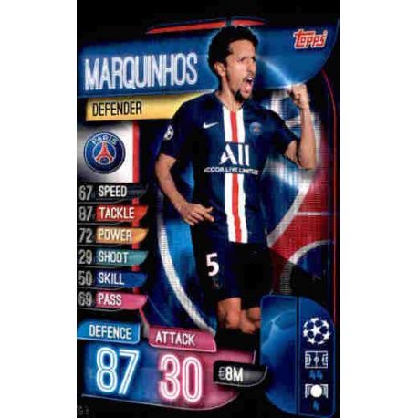 Marquinhos Paris Saint-Germain PSG 3 Match Attax Champions 2019-20