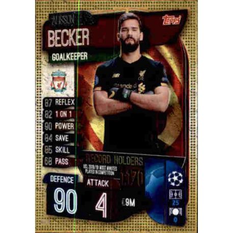 Alisson Becker Record Holders Liverpool RH 2 Match Attax Champions 2019-20