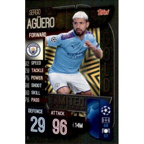 Sergio Agüero Limited Edition Manchester City LE 3 Match Attax Champions 2019-20