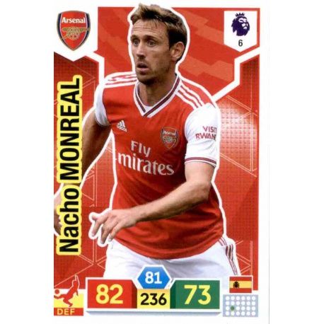 Nacho Monreal Arsenal 6 Adrenalyn XL Premier League 2019-20