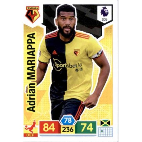 Adrian Mariappa Watford 309 Adrenalyn XL Premier League 2019-20