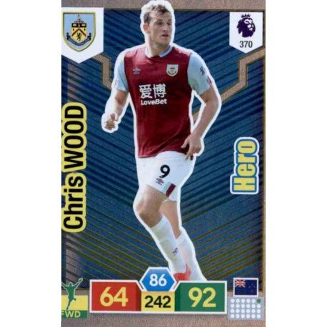 Chris Wood Hero Burnley 370 Adrenalyn XL Premier League 2019-20