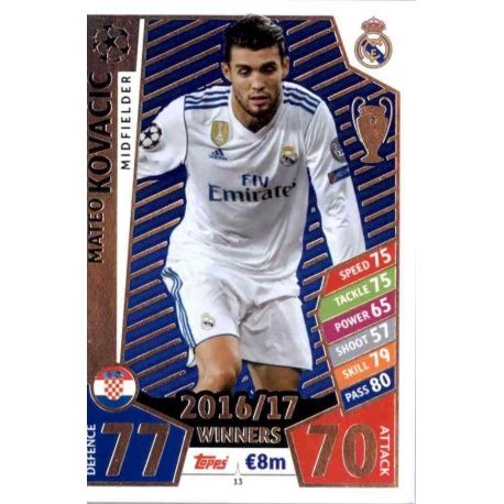 Mateo Kovačić Real Madrid 13 Match Attax Champions 2017-18