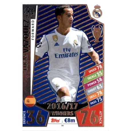 Lucas Vázquez Real Madrid 16 Match Attax Champions 2017-18