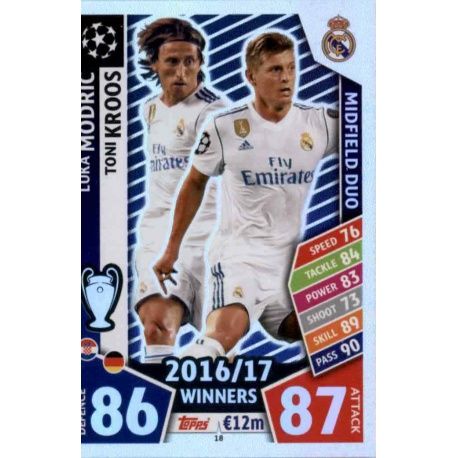 Luka Modrić - Toni Kroos - Midfield Duo Real Madrid 18 Match Attax Champions 2017-18
