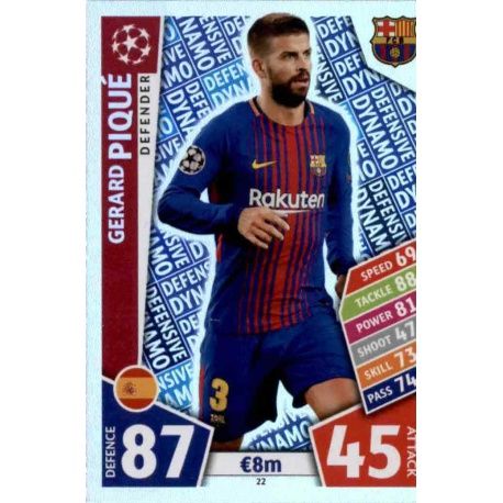 Gerard Piqué - Defensive Dynamo Barcelona 22 Match Attax Champions 2017-18