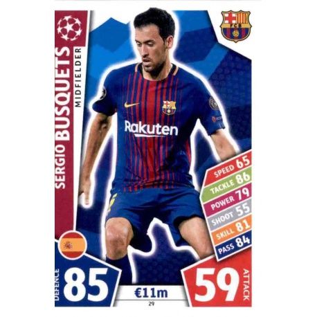 Sergio Busquets Barcelona 29 Match Attax Champions 2017-18