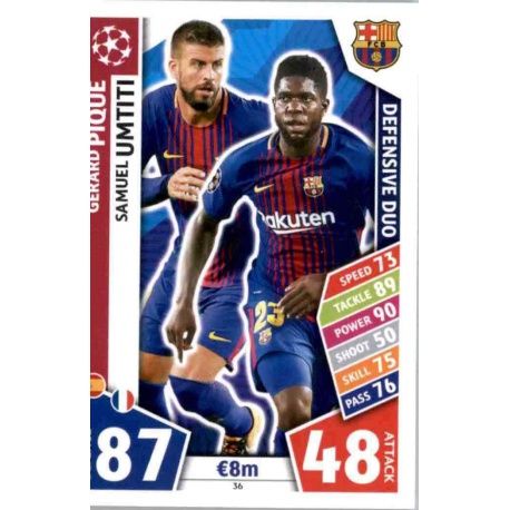 Gerard Piqué - Samuel Umtiti - Defensive Duo Barcelona 36 Match Attax Champions 2017-18