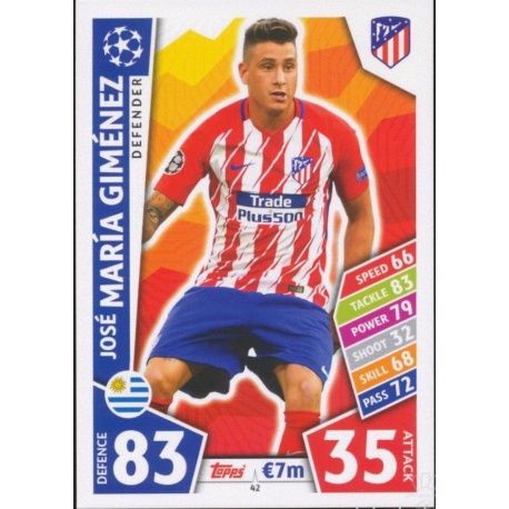José María Giménez Atlético Madrid 42 Match Attax Champions 2017-18
