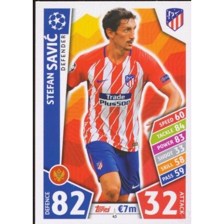 Stefan Savić Atlético Madrid 43 Match Attax Champions 2017-18