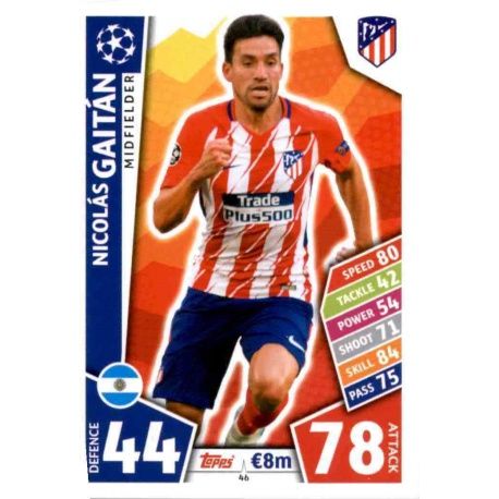 Nicolás Gaitán Atlético Madrid 46 Match Attax Champions 2017-18