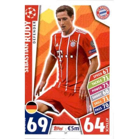 Sebastian Rudy Bayern Munich 57 Match Attax Champions 2017-18