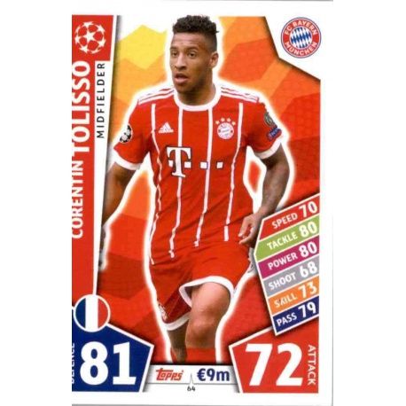 Corentin Tolisso Bayern Munich 64 Match Attax Champions 2017-18