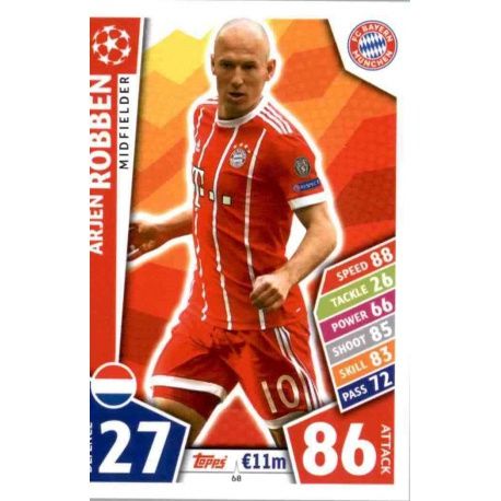 Arjen Robben Bayern Munich 68 Match Attax Champions 2017-18