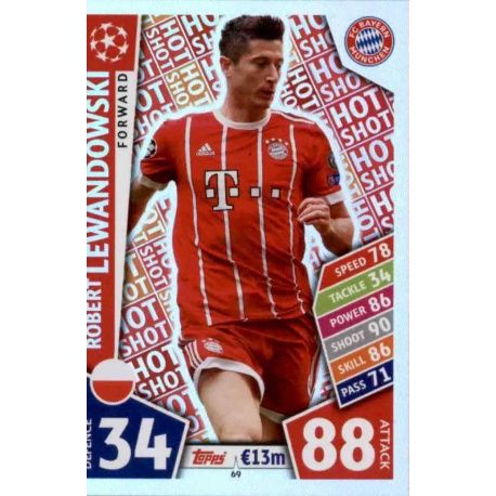 Robert Lewandowski - Hot Shot Bayern Munich 69 Match Attax Champions 2017-18