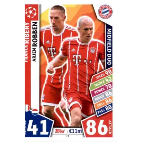 Franck Ribéry - Arjen Robben - Midfield Duo Bayern Munich 72 Match Attax Champions 2017-18