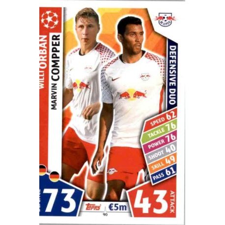 Willi Orban - Marvin Compper - Defensive Duo RB Leipzig 90 Match Attax Champions 2017-18