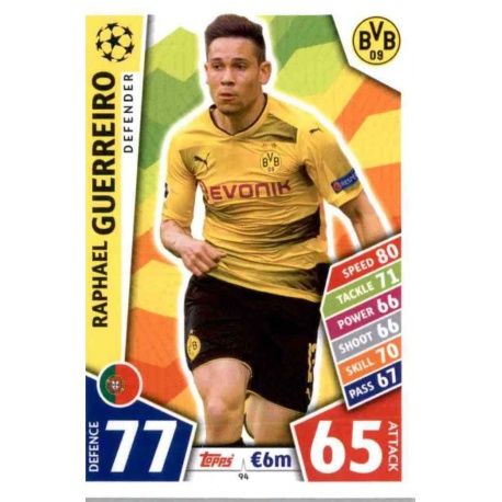 Raphael Guerreiro Borussia Dortmund 94 Match Attax Champions 2017-18