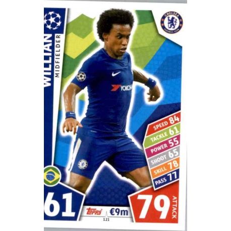 Willian Chelsea 121 Match Attax Champions 2017-18