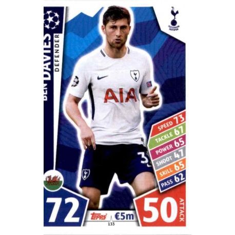 Ben Davies Tottenham Hotspur 133 Match Attax Champions 2017-18
