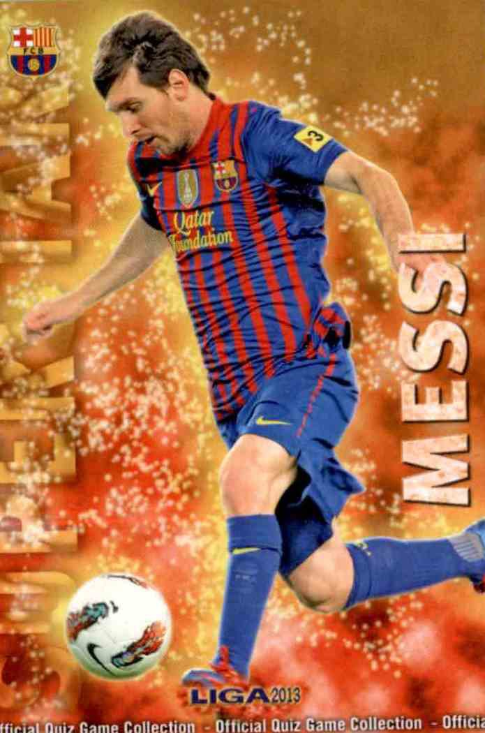 Carte Lionel Messi Mundicromo 2013 #0044 - Liga Santander Barcelone - Rare Toploader