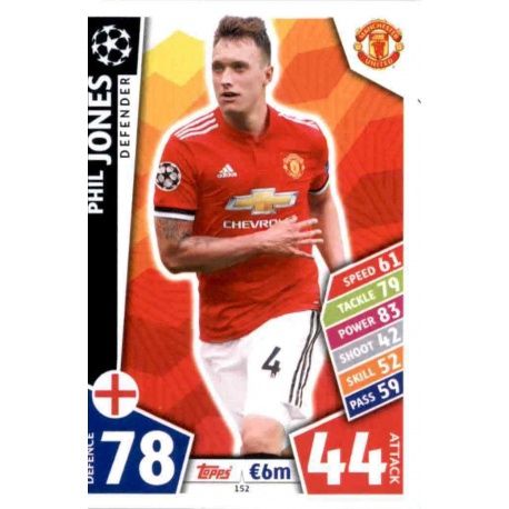 Phil Jones Manchester United 152 Match Attax Champions 2017-18
