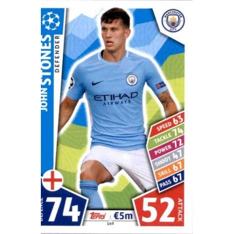 John Stones Manchester City 169 Match Attax Champions 2017-18