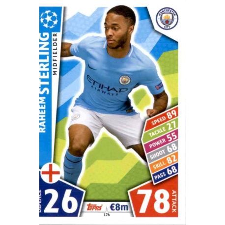 Raheem Sterling Manchester City 176 Match Attax Champions 2017-18