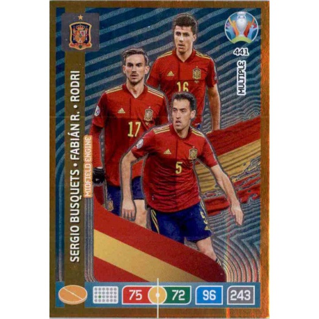 Busquets – Fabián – Rodri Multiple Midfield Engine Spain 441 Adrenalyn XL Euro 2020