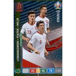 Lewandowski – Piątek – Milik Multiple Attacking Trio Poland 449 Adrenalyn XL Euro 2020