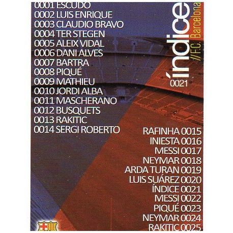 Índice Barcelona 21 Las Fichas Quiz Liga 2016 Official Quiz Game Collection