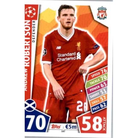 Andrew Robertson Liverpool 187 Match Attax Champions 2017-18