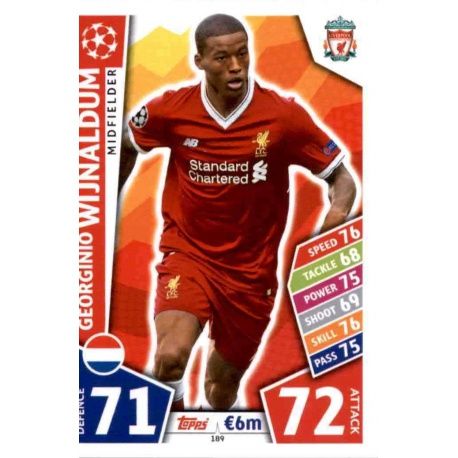 Georginio Wijnaldum Liverpool 189 Match Attax Champions 2017-18