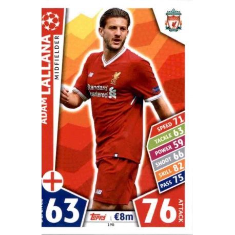 Adam Lallana Liverpool 190 Match Attax Champions 2017-18