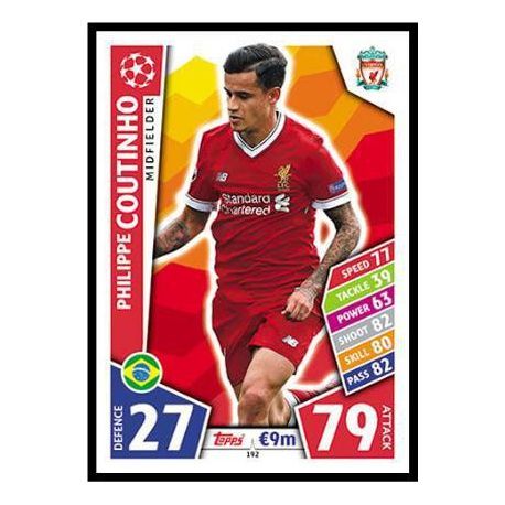 TOPPS 2017 PREMIER LEAGUE #145-LIVERPOOL-PHILIPPE COUTINHO 