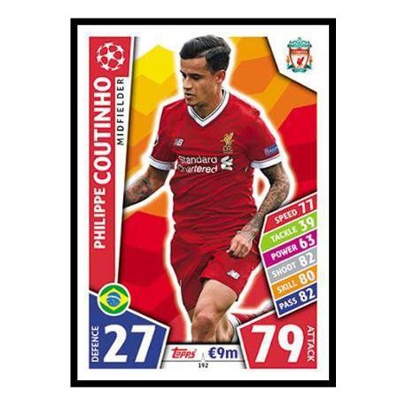 Philippe Coutinho Liverpool 192 Match Attax Champions 2017-18