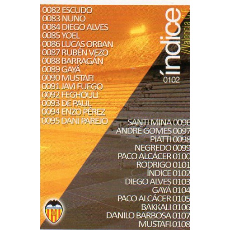 Índice Valencia 102 Las Fichas Quiz Liga 2016 Official Quiz Game Collection