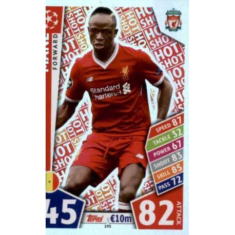 Sadio Mané - Hot Shot Liverpool 195 Match Attax Champions 2017-18