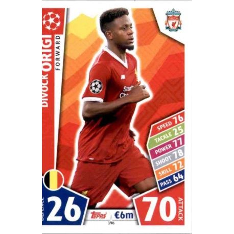 Divock Origi Liverpool 196 Match Attax Champions 2017-18