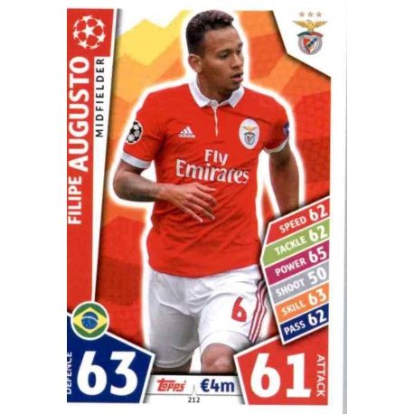 Filipe Augusto Benfica 212 Match Attax Champions 2017-18