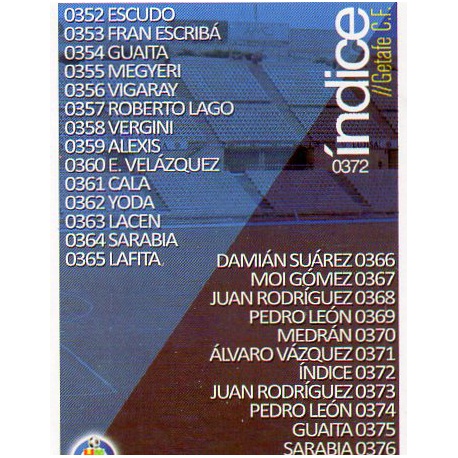 Índice Getafe 372 Las Fichas Quiz Liga 2016 Official Quiz Game Collection